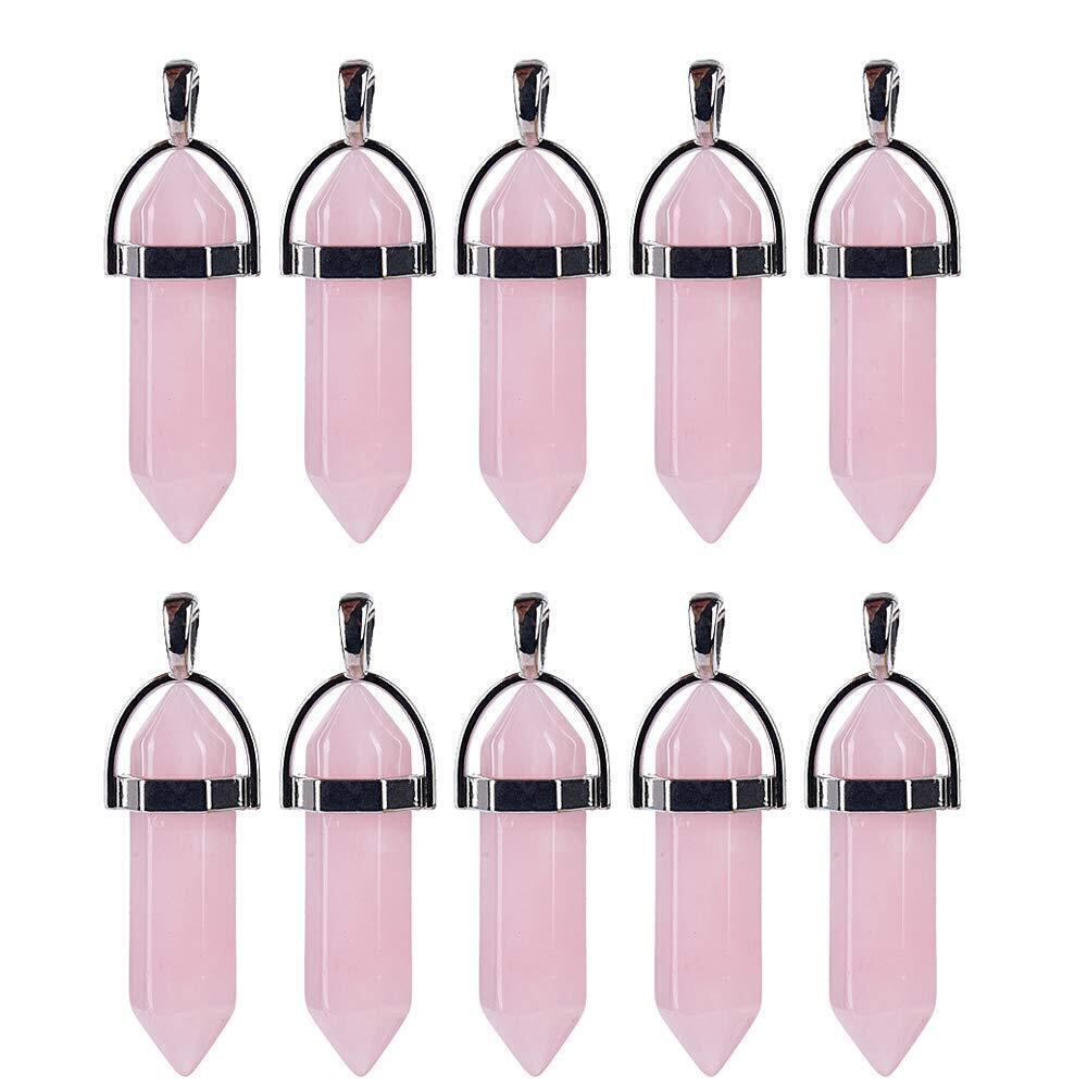 4276 Genuine Quartz Stone Pendants Pointed Hexagonal Shape Crystal Gemstone